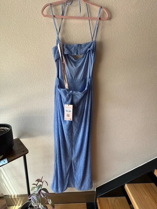 Oh Polly Embellished Cowl Neck Maxi Dress in Powder Blue - Picture 6 of 9